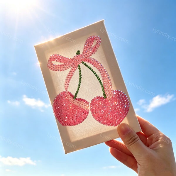 Mini Canvas Rhinestone Art Kit & Refills | DIY Gem Painting Cherry Bedazzle Craft Set