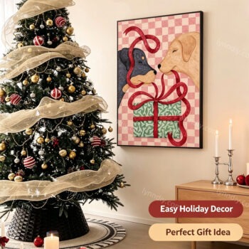 Christmas Dog Freestyle Rhinestone Canvas Art Set | Add Your Own Bling to Holiday Wall Decor
